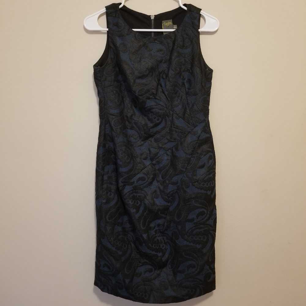 Deep Turqoise and Metallic Black Cocktail Dress